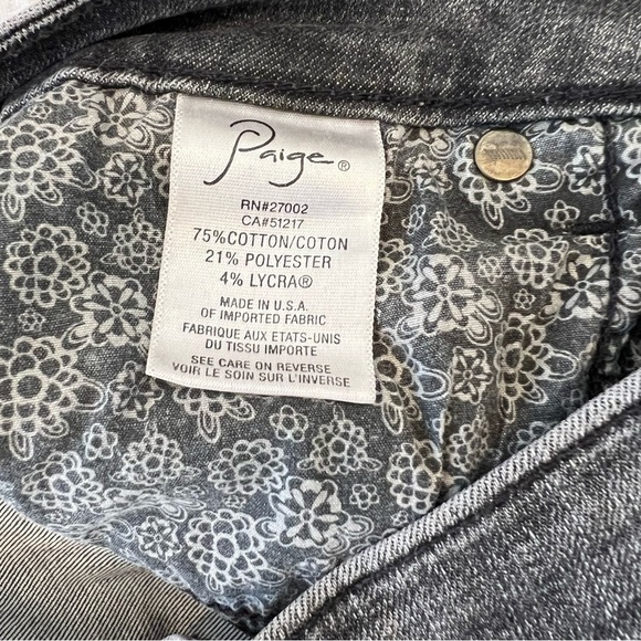 Paige Verdugo Jeggings 5 pocket denim jeans in charcoal gray EUC - Picture 9 of 9